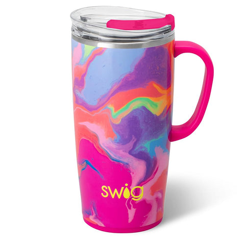 Swig Life 22oz con asa y tapa, ideal para bebidas frías todo el día.