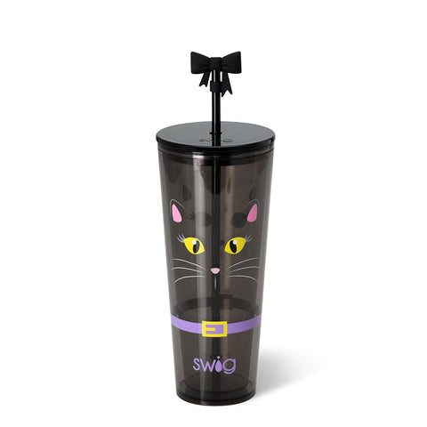 Swig Life vaso 24oz con tapa y pajilla Boo Crew Gato, mantiene bebidas frías y sin condensación.