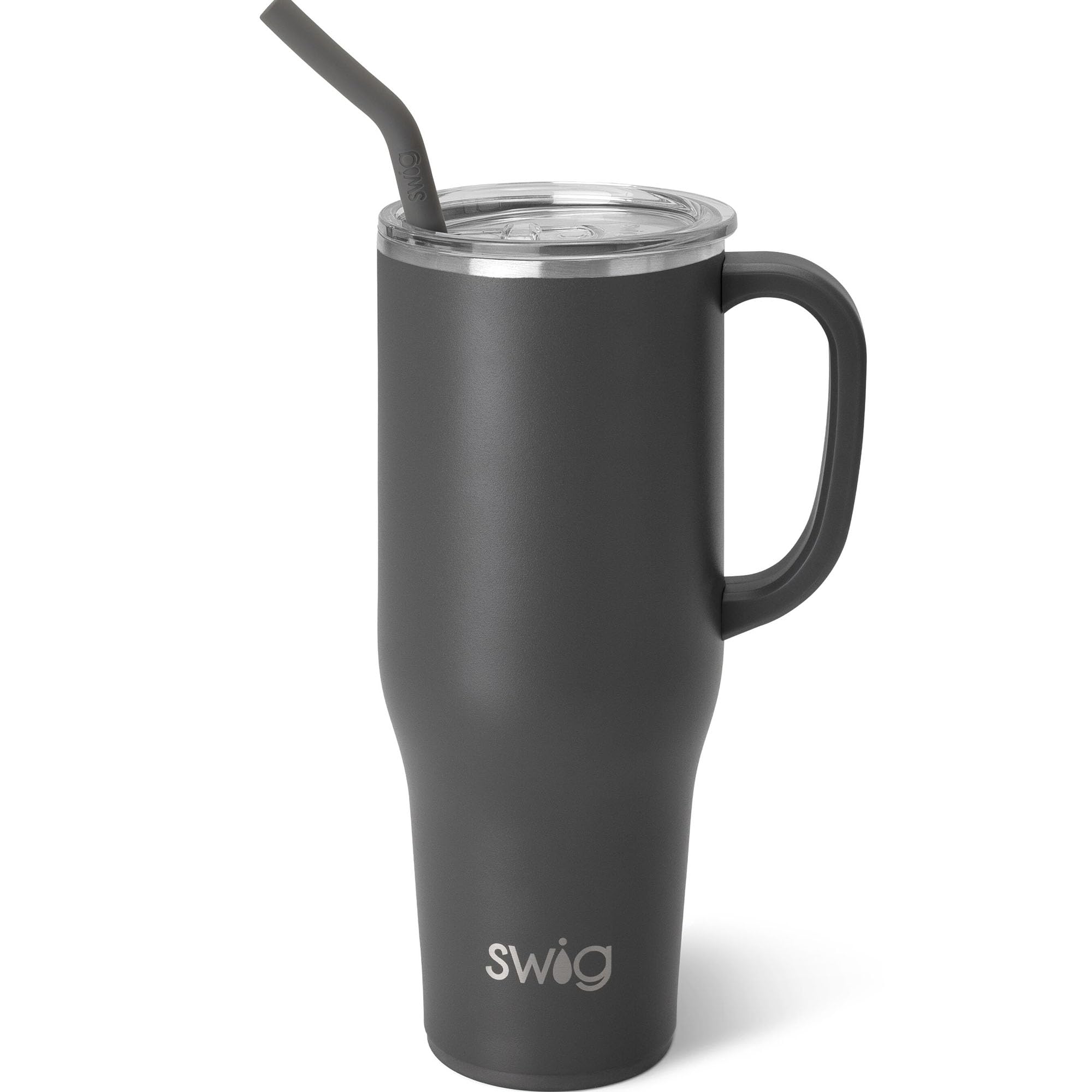 Swig Life 40oz con asa y pajilla para beber en movimiento.