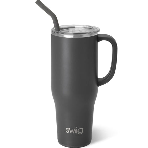 Swig Life 40oz con asa y pajilla para beber en movimiento.