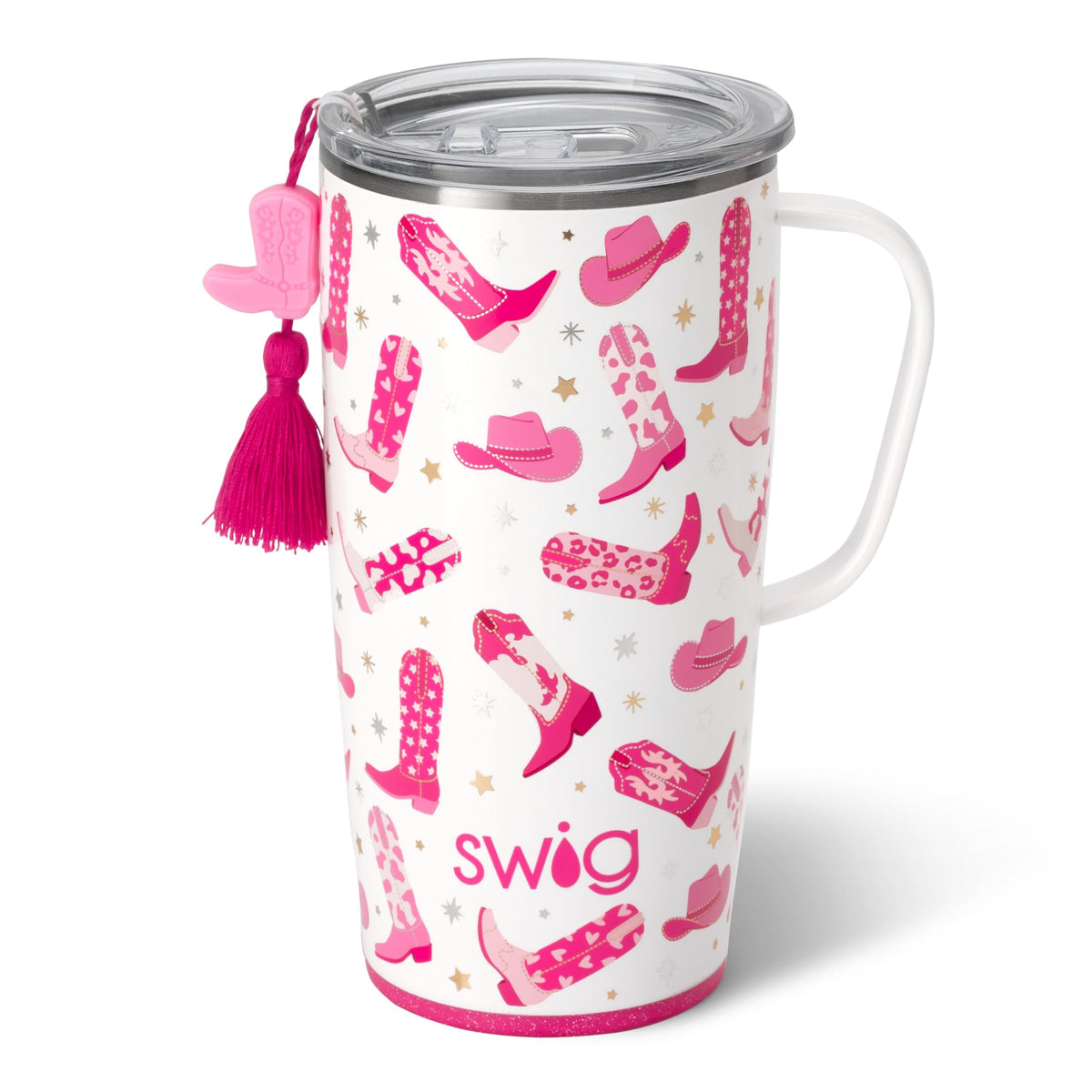 Swig Life vaso aislado 22oz con manija para llevar mantiene bebidas frías hasta 12 horas.
