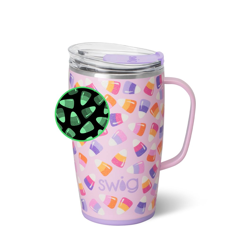 Swig Life 18oz vaso térmico maíz confitado detalle brillo y purpurina