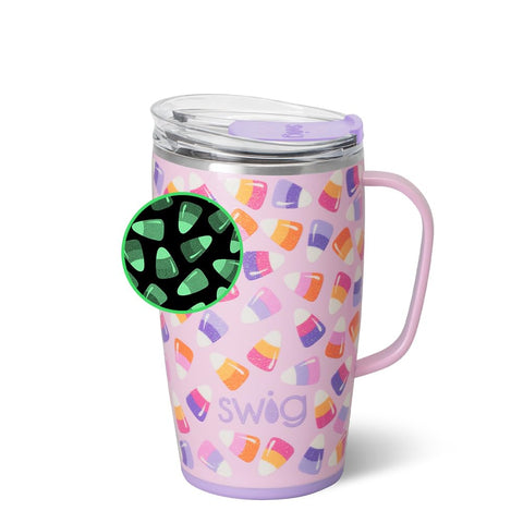 Swig Life 18oz vaso térmico maíz confitado detalle brillo y purpurina