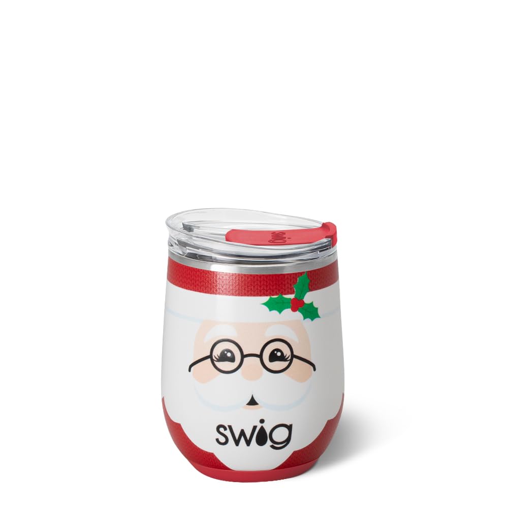 Swig Life Mr Claus con tapa, evita derrames durante el uso móvil.