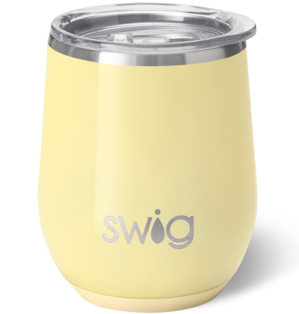 Vaso Swig Life 12oz con tapa mantiene frío y evita derrames.