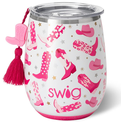 Swig Life vaso vino 14oz con tapa: mantiene frío por horas, perfecto para viajes.