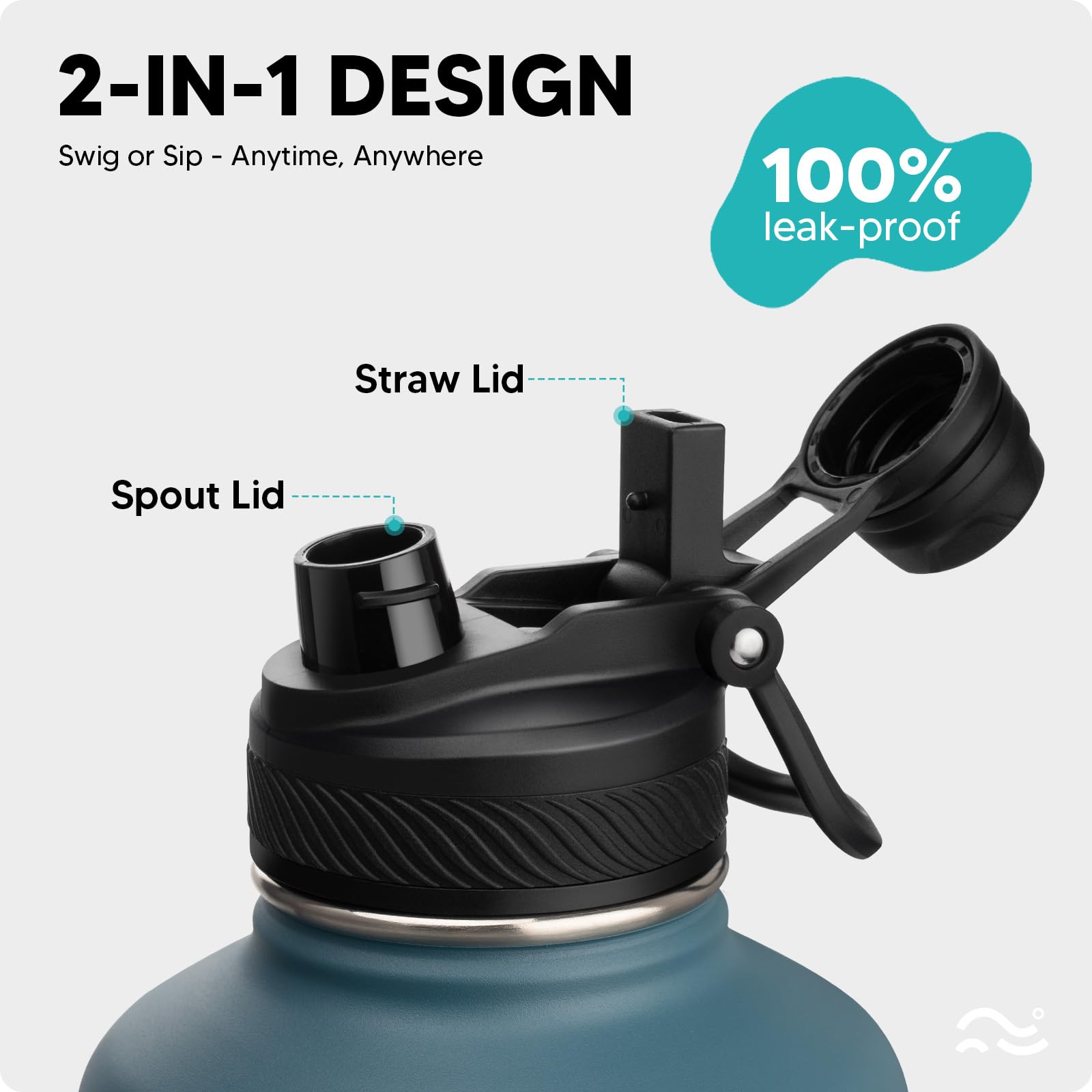 Swigina botella con armadura de silicona para mejor agarre y protección.
