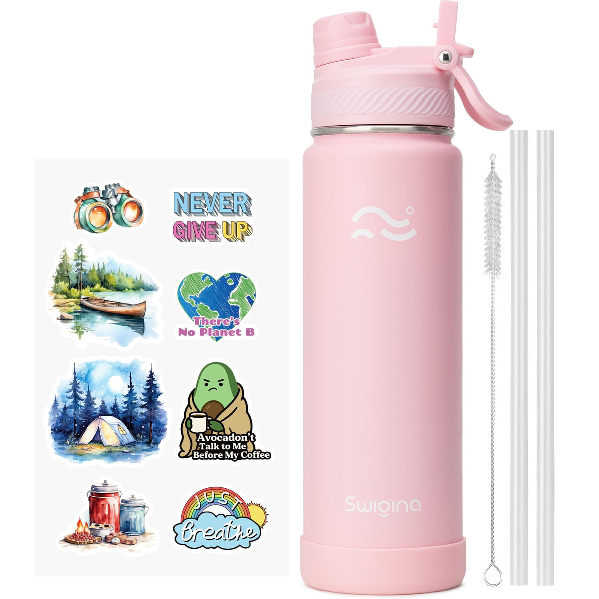 Swigina botella aislada 24 oz con tapa 2 en 1 facilita beber en cualquier momento