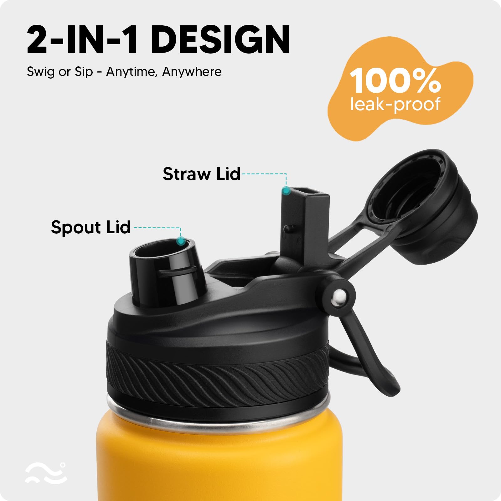 Swigina botella con armadura de silicona protege golpes y mejora agarre antideslizante.