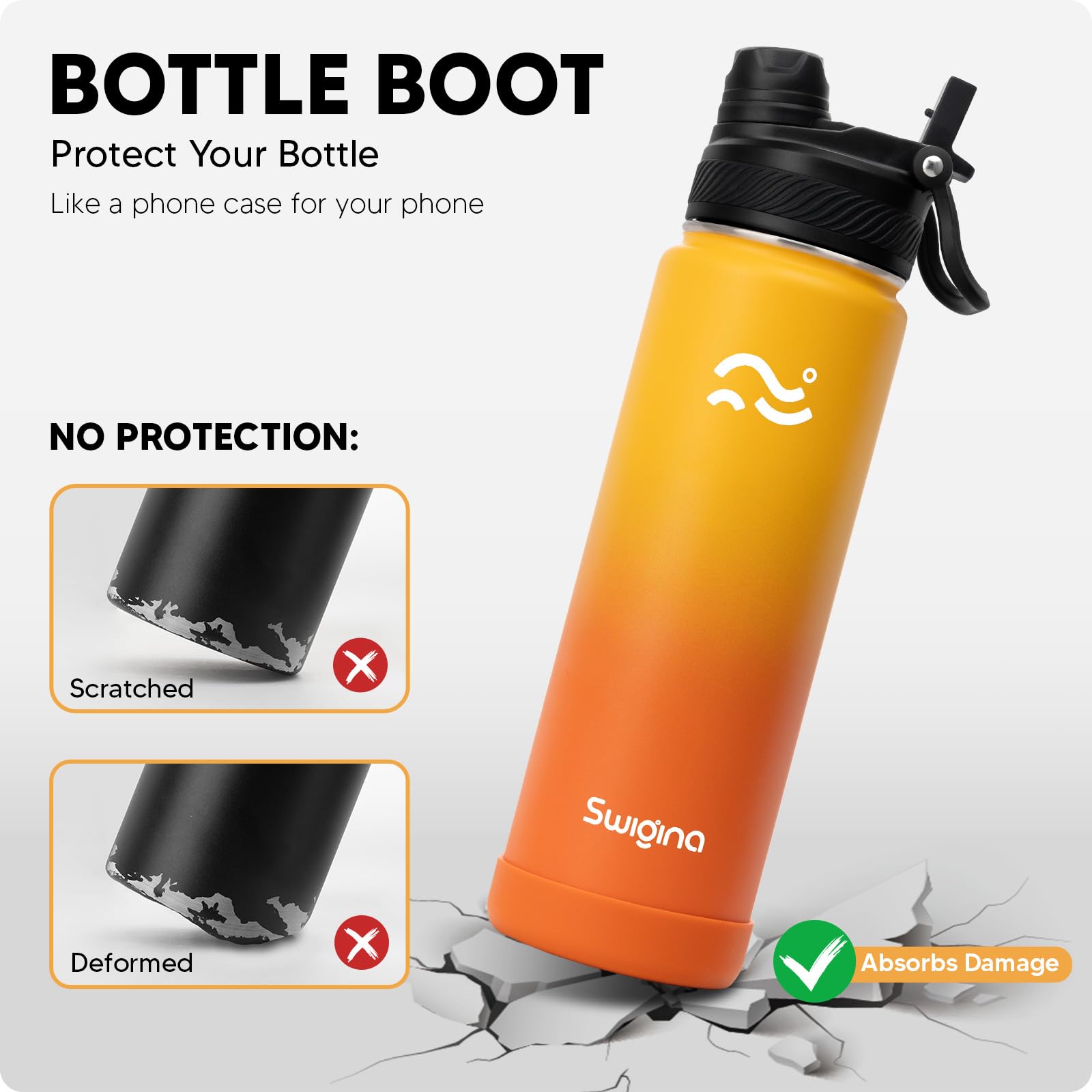 Swigina boca ancha facilita añadir hielo o preparar bebidas calientes.