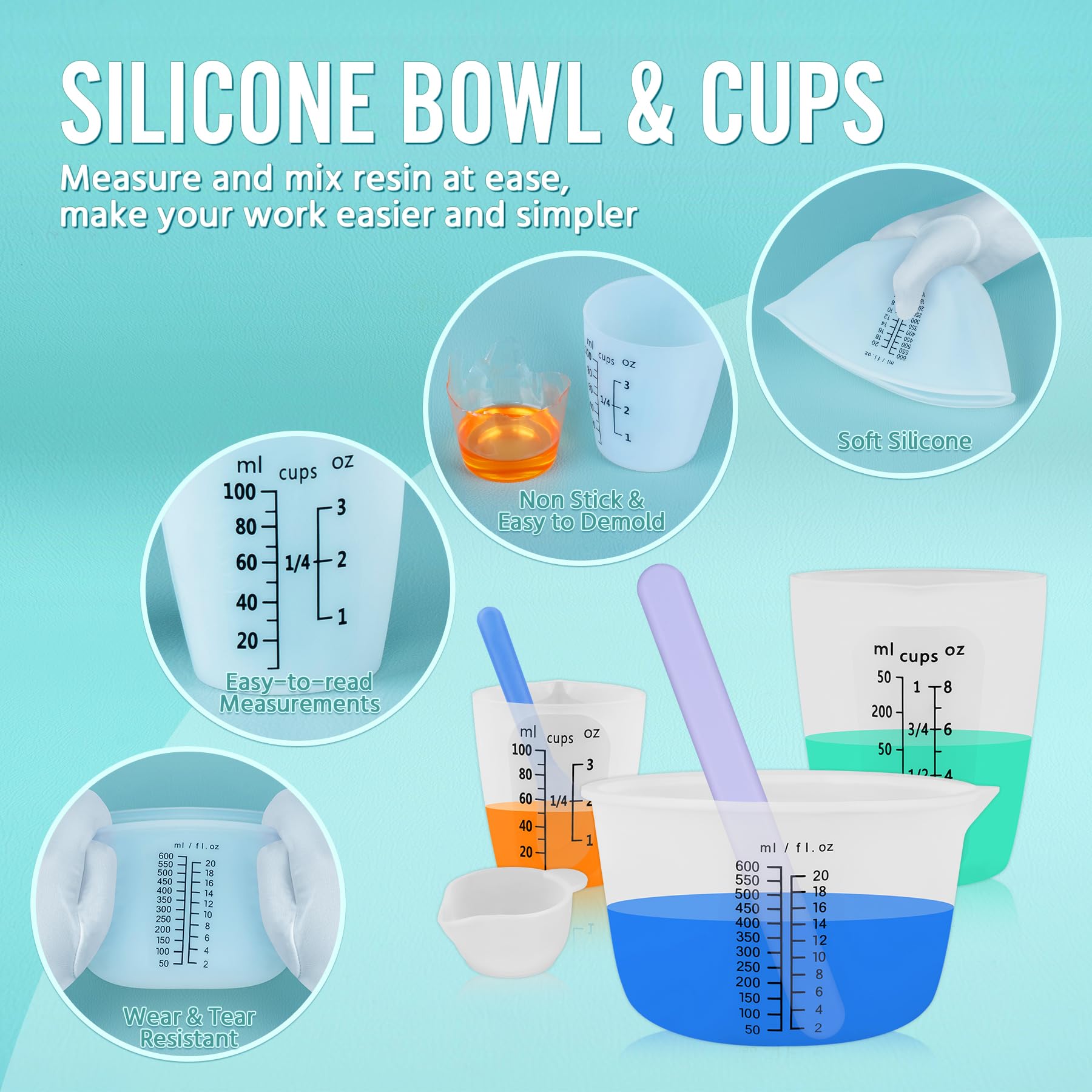 SWIGRANCE tazas de 100ml para mediciones pequeñas y consistentes de resina.
