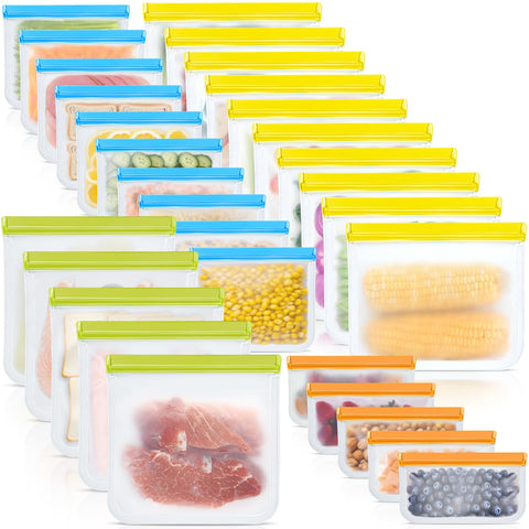 Swihorab bolsas silicona cierre-doble para alimentos herméticos y frescos