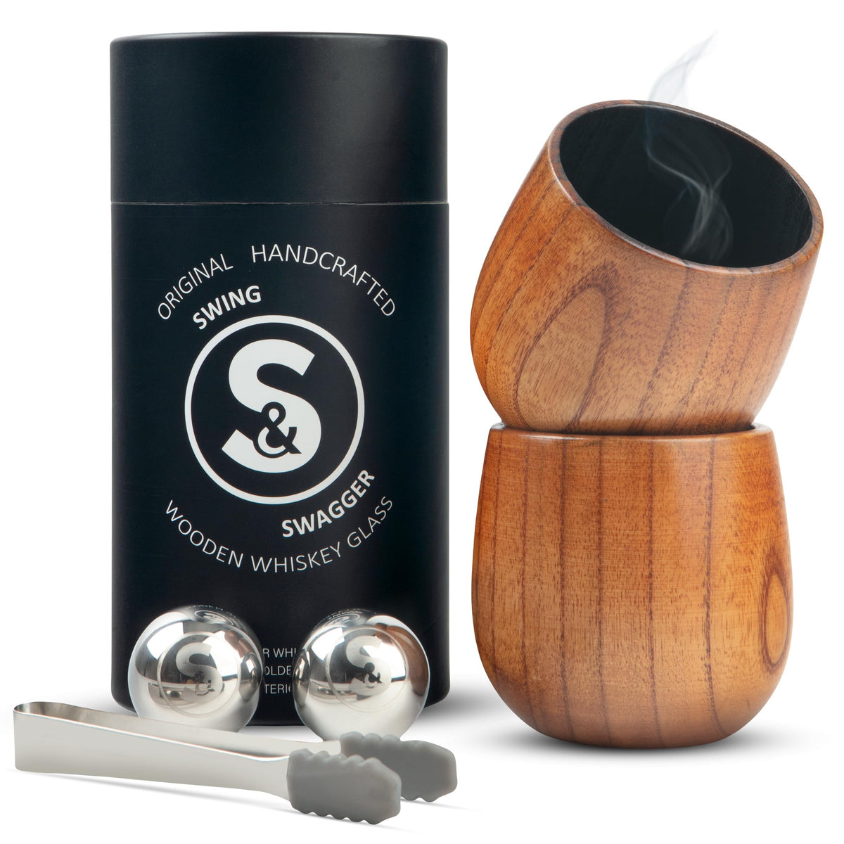 Vaso Swing y Swagger de whisky, madera carbonizada, conjunto de dos para degustaciones elegantes.