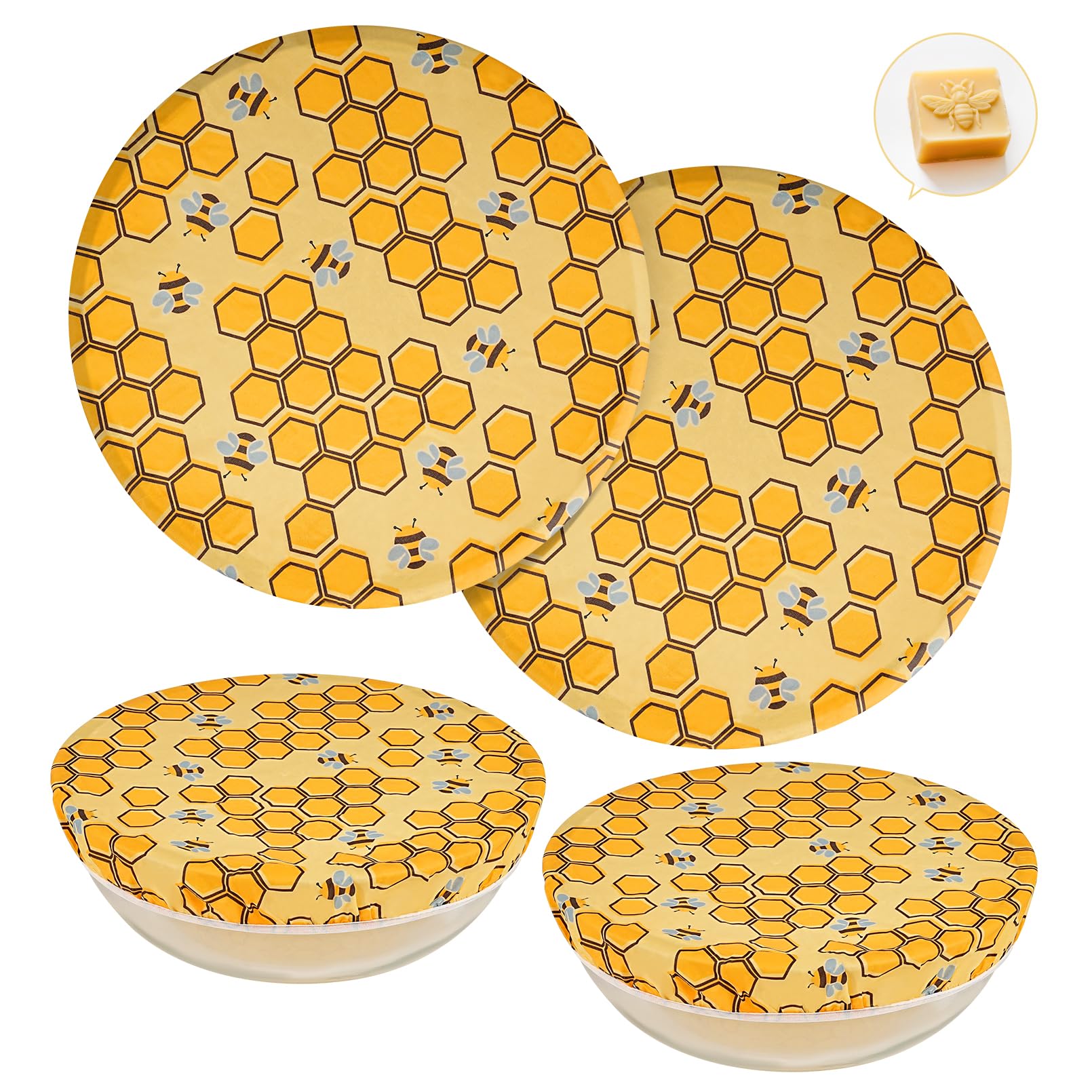 Swiscena cobertor bol cera abeja 12 pulgadas, patrón hexagonal para fermentación.