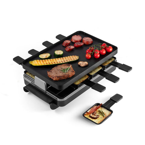 Swissmar Clásico Raclette: 8 platos para porciones compartidas y cena interactiva