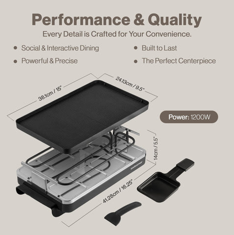 Swissmar Clásico Raclette: control de temperatura variable para resultados consistentes