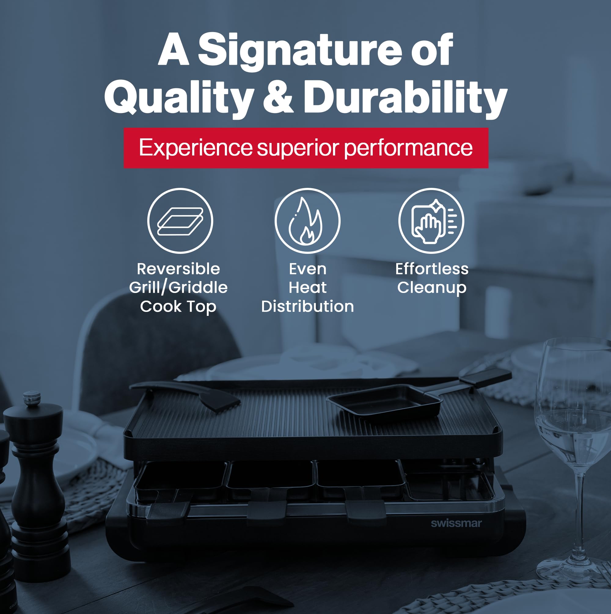 Swissmar Clásico Raclette: placa de aluminio reversible para grill o crepes
