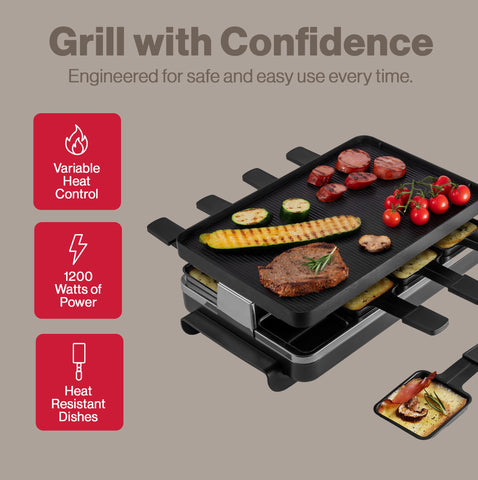 Swissmar Clásico Raclette: placa de grill reversible antiadherente para cocción versátil