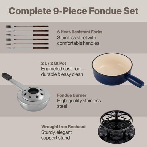 Swissmar Lugano, quemador de fondue, mantiene temperatura constante para el servicio.