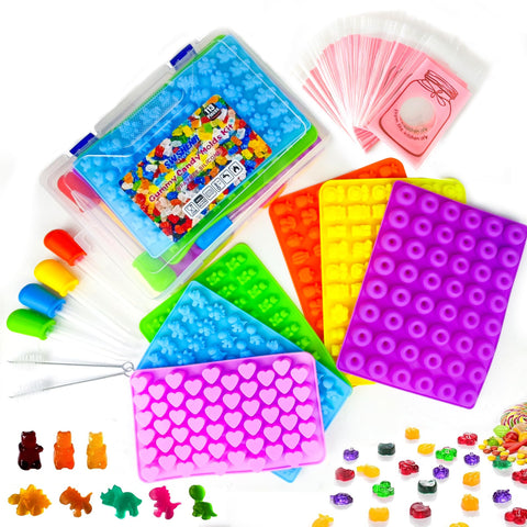 Swshenr 112 piezas: moldes de silicona para gominolas con caja de almacenamiento.