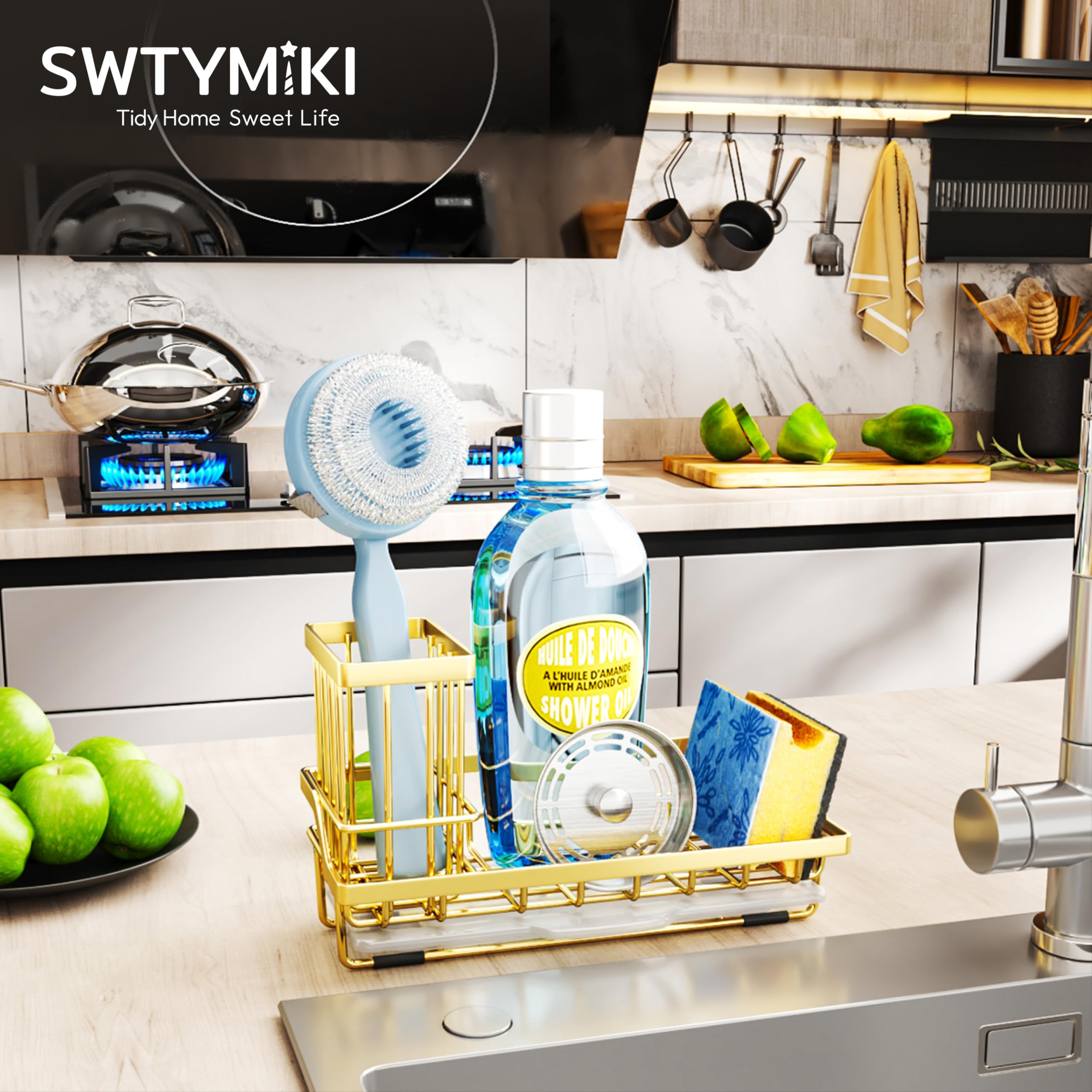 SWTYMIKI porta-esponjas con cubeta extraíble para cepillos y jabón
