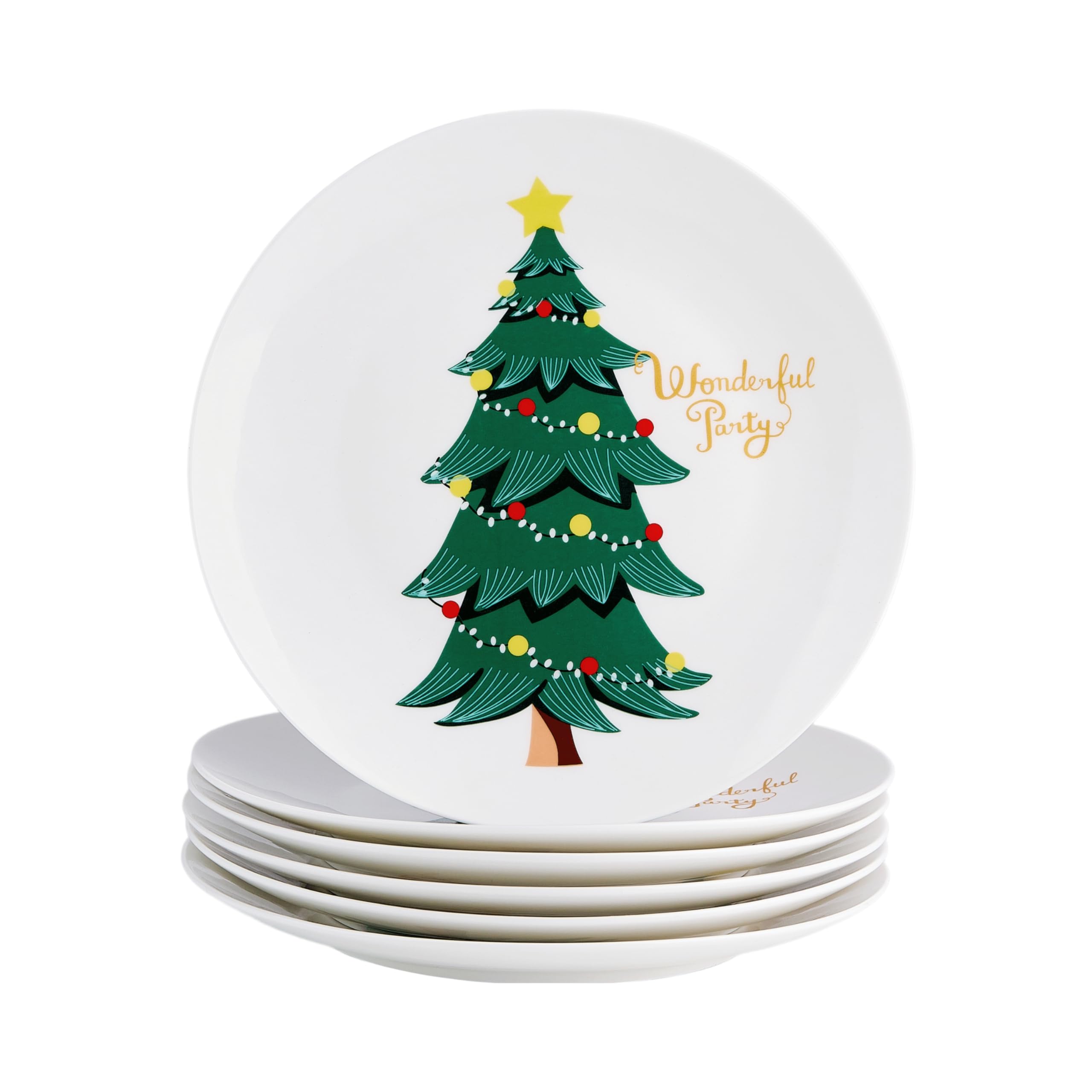 Swuut platos ensalada navidad con árbol, 8 pulgadas, ideal para cenas festivas