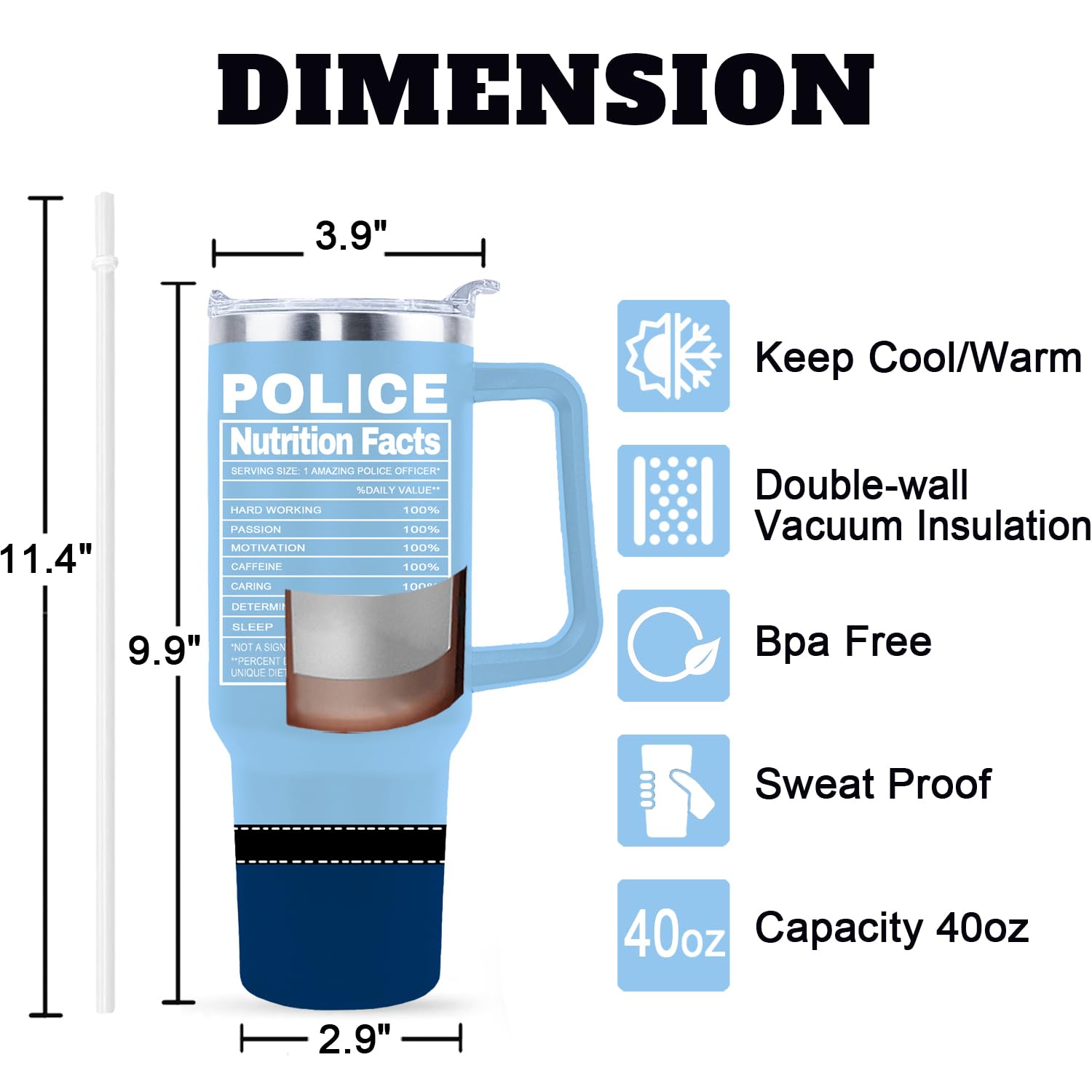 Diseños uniformes duraderos en la taza policial sxmluedn