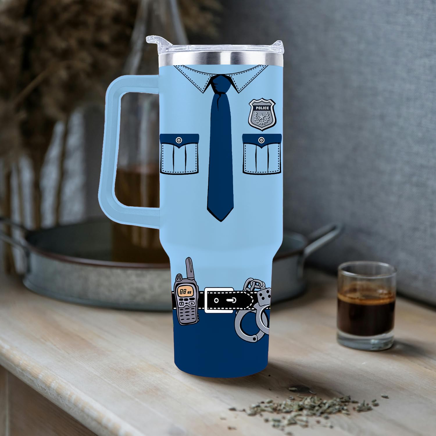 Tapa con asa ergonómica de la taza policial sxmluedn