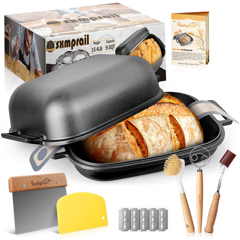 Sxmprail Cloche Pan: vista general, sartén de hierro para pan crujiente y horneado uniforme