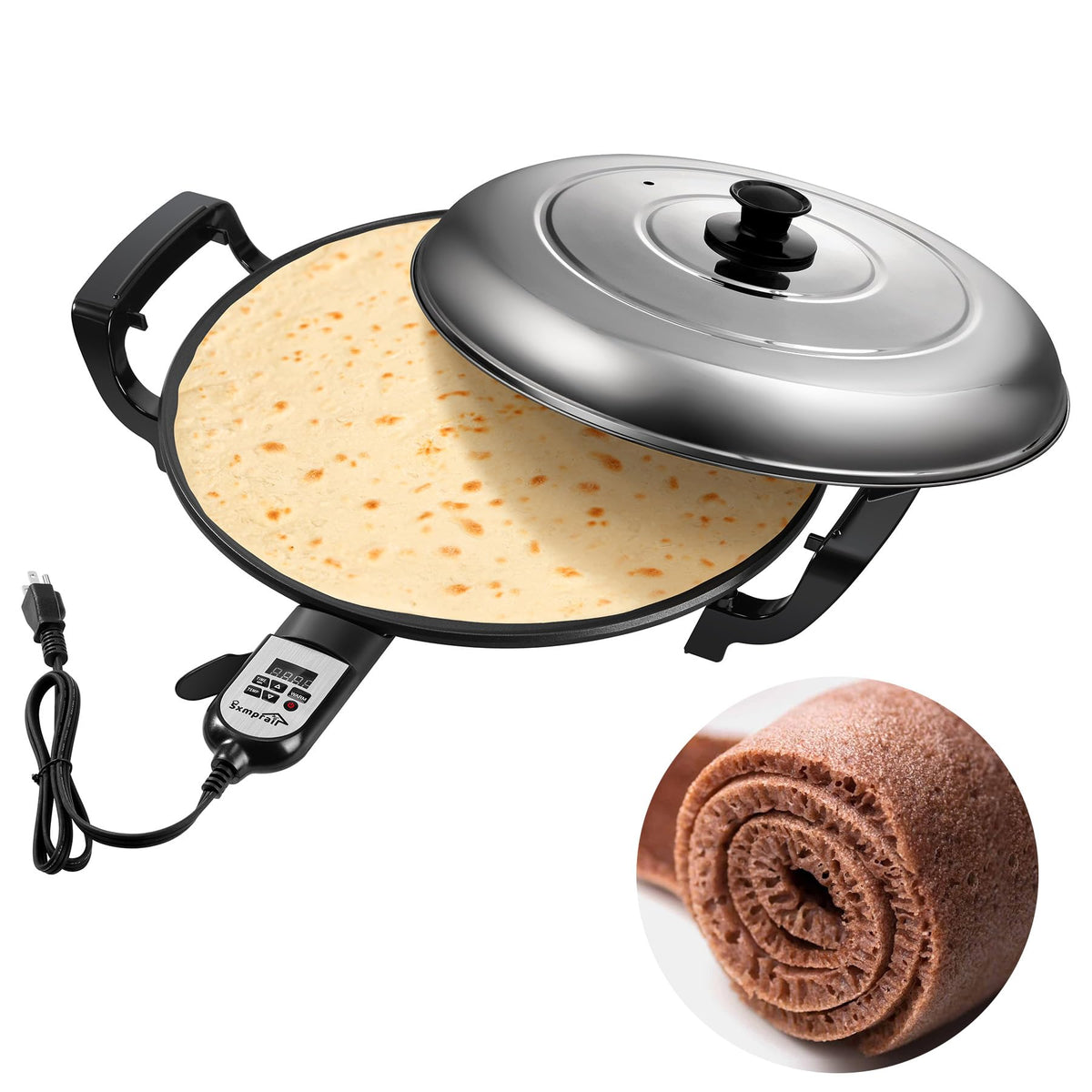 Sxmprail Injera Maker con superficie antiadherente para desmoldar sin esfuerzo