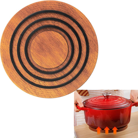 Trivet magnético Sxmprail de madera de acacia, 8 pulgadas, soporte seguro para ollas.