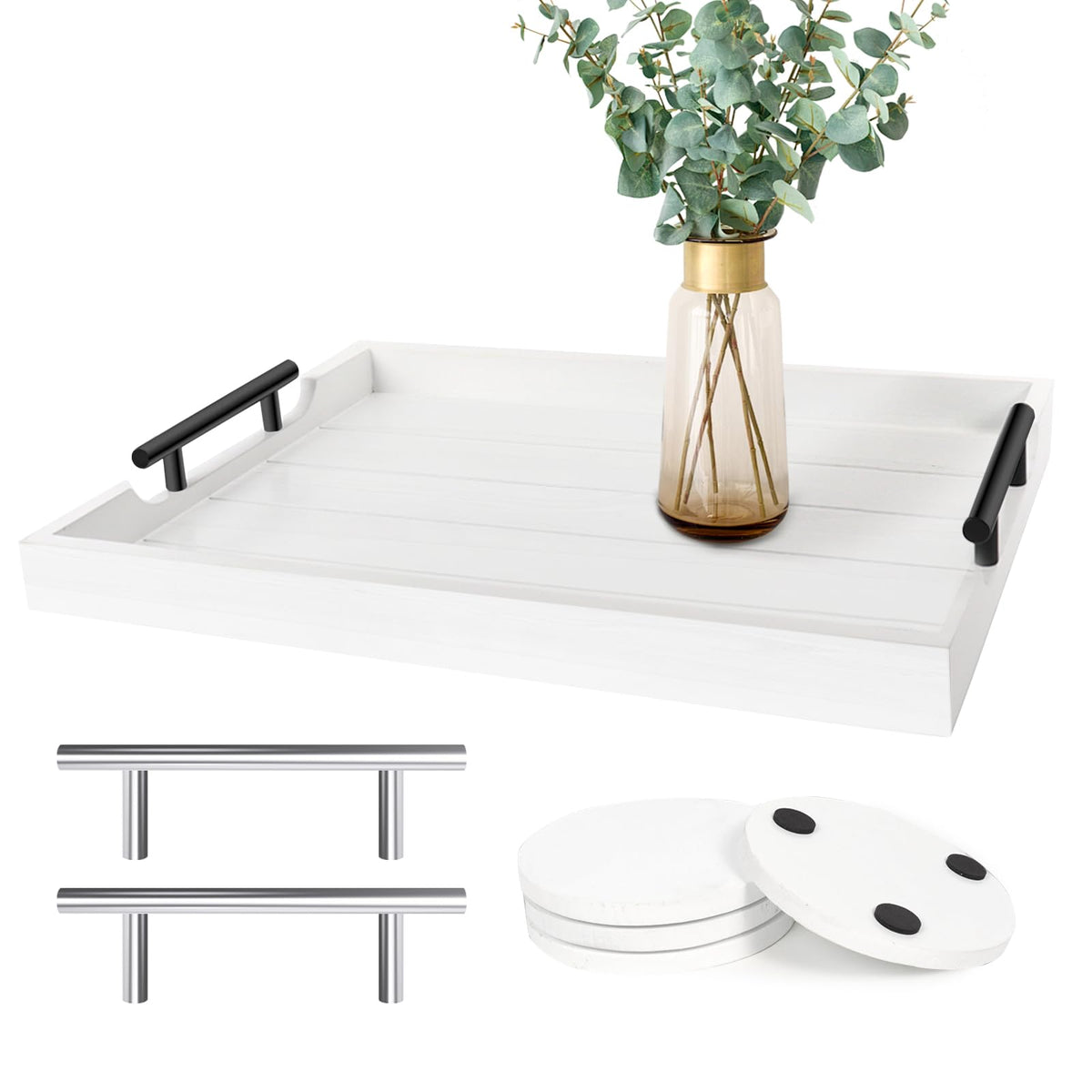 Bandeja SXNOWS para mesa de café blanca, ideal para servir aperitivos y postres.
