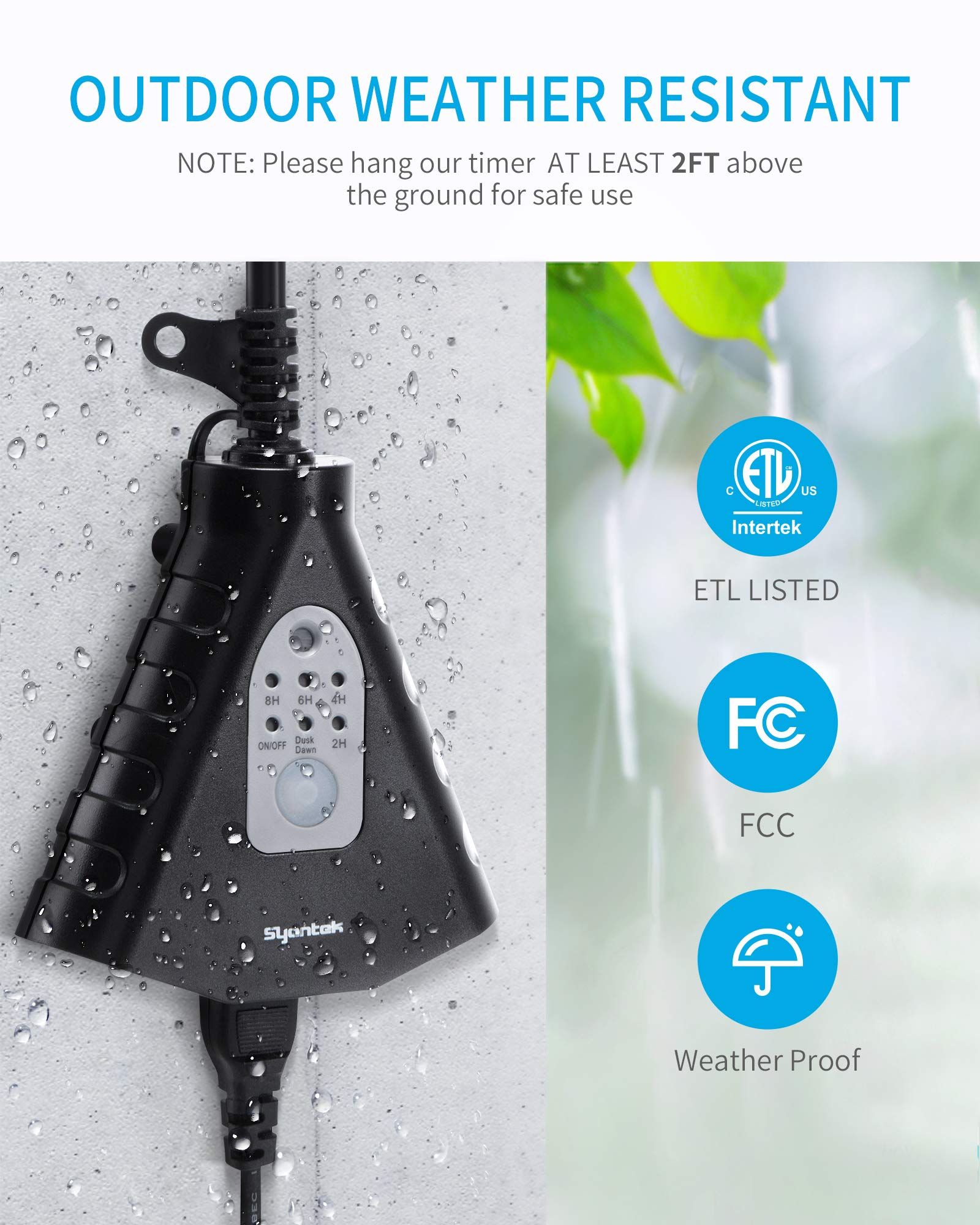Diseño resistente al agua para uso exterior en climas variables.