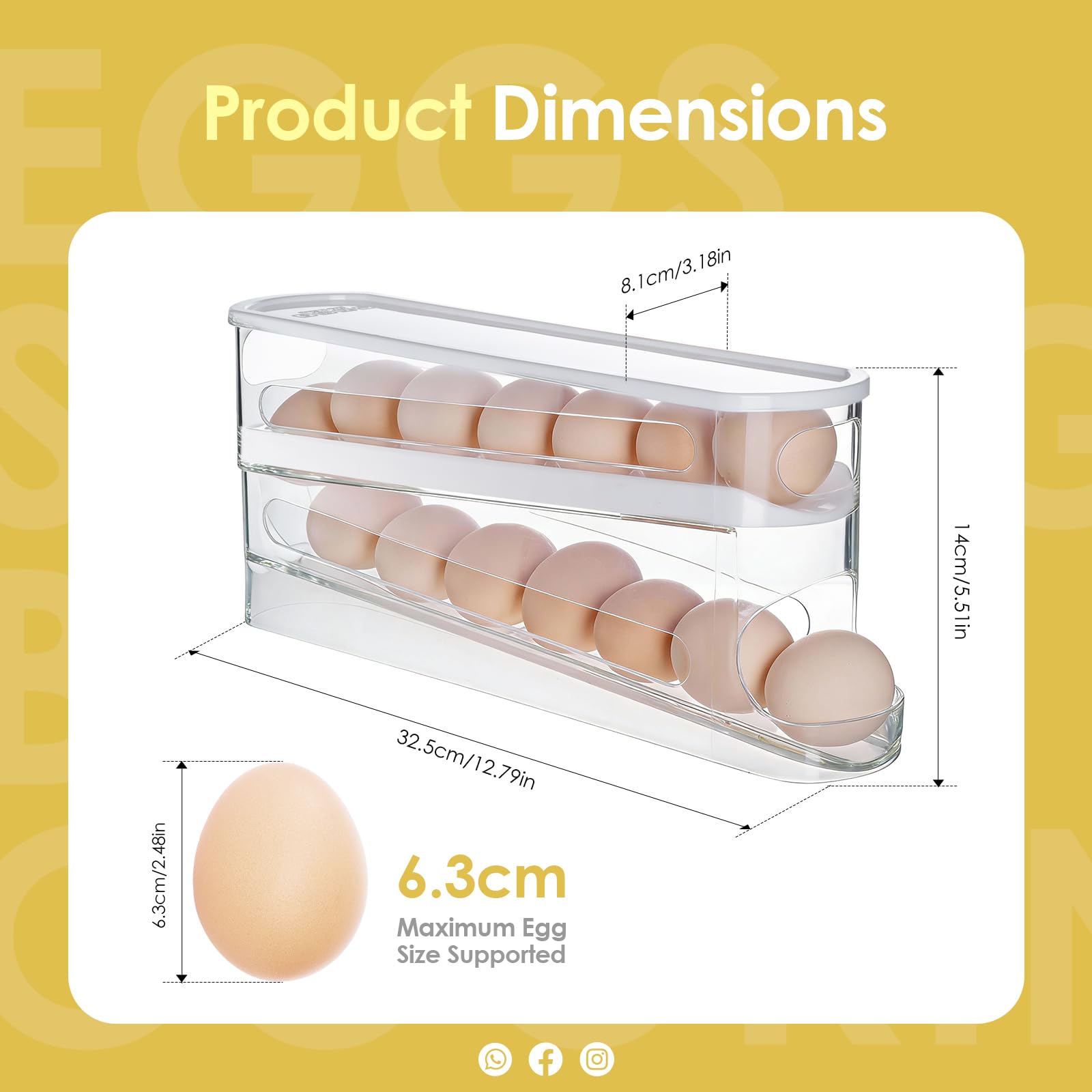 Dispensador de huevos Sylphide con deslizamiento automático para toma rápida.