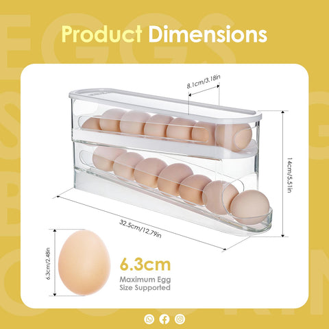 Dispensador de huevos Sylphide con deslizamiento automático para toma rápida.
