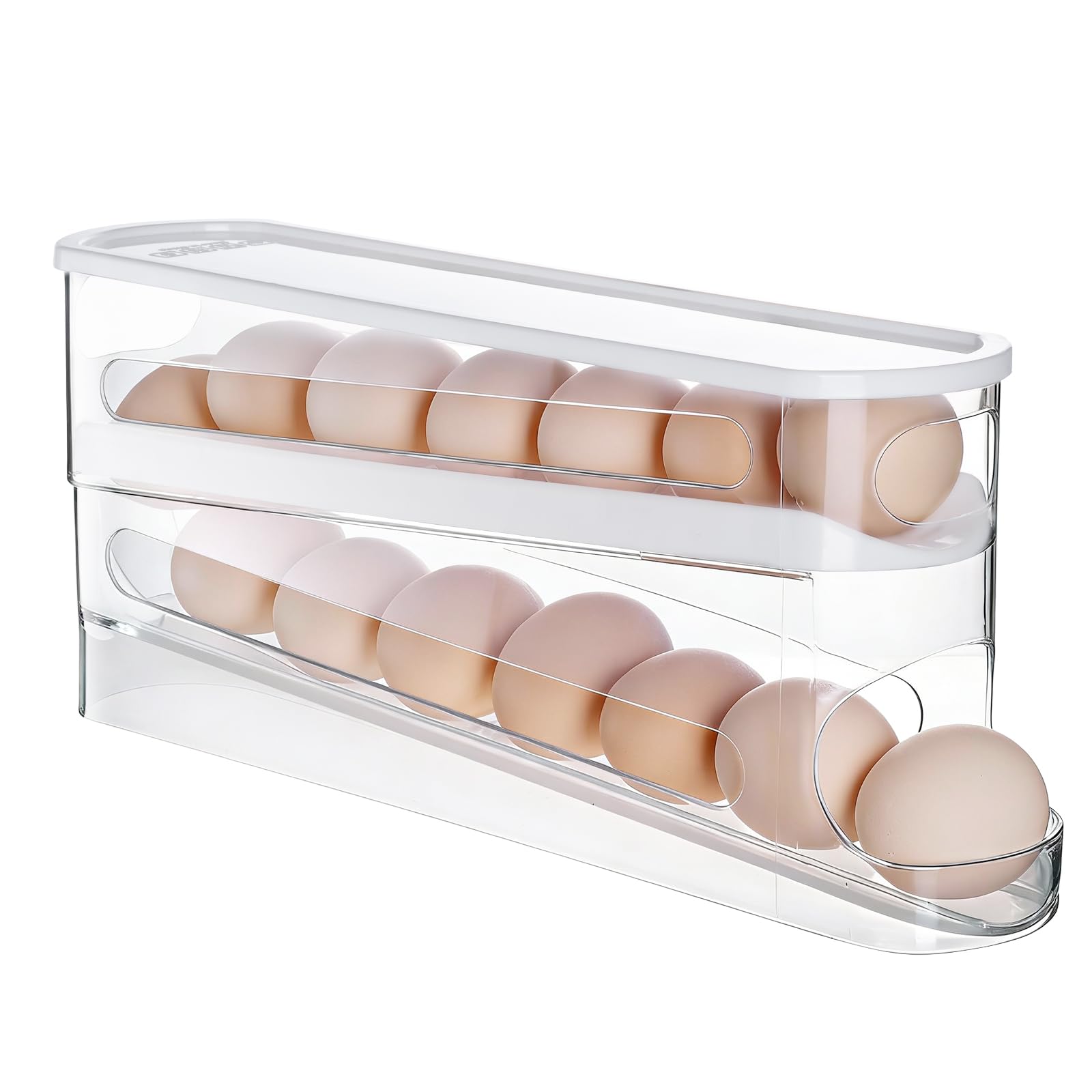 Organizador de huevos Sylphide en nevera, rodamiento suave para evitar golpes.