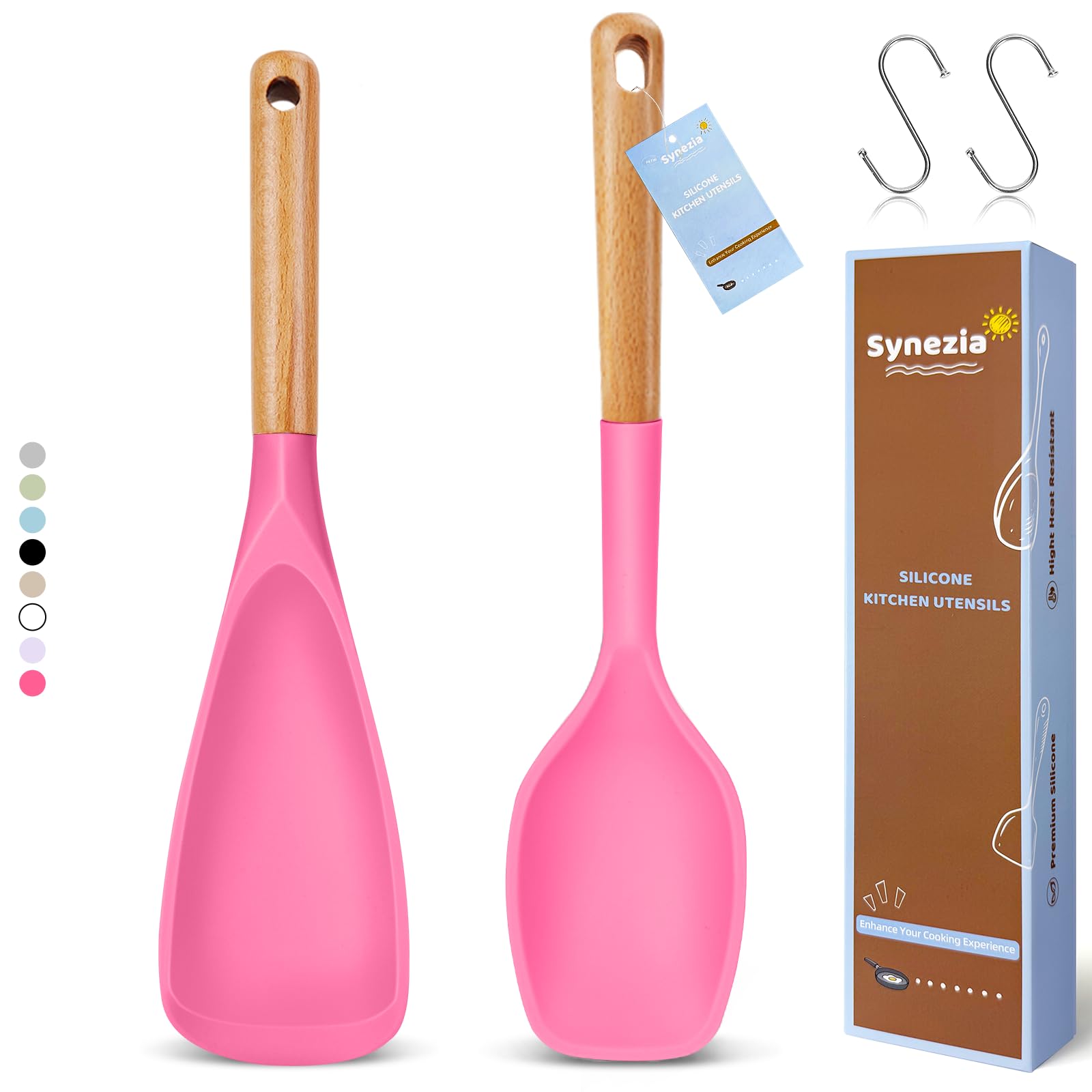 Synezia cucharas de silicona grandes para cocinar, ideales para servir y mezclar sin rayar.