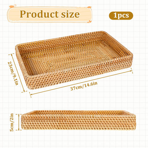 SynHHnergyx bandeja ratán tejida ideal para servir y presentar alimentos.