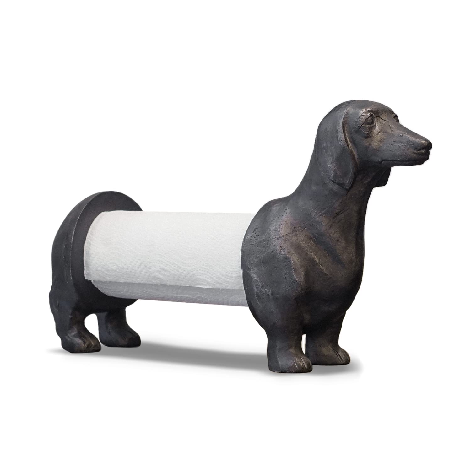 Synovana: soporte de papel con perro salchicha, base estable para cocina.
