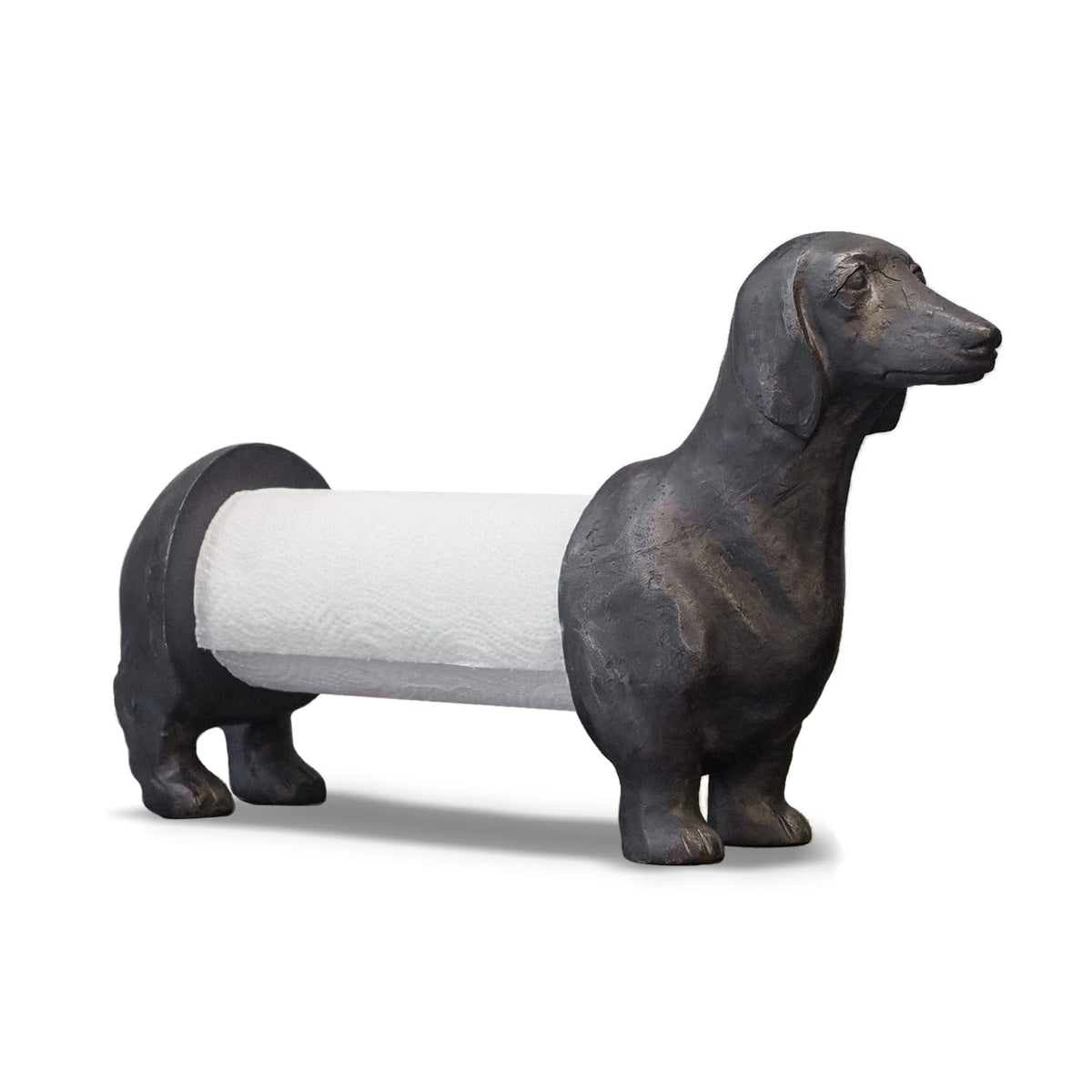 Synovana: soporte de papel con perro salchicha, base estable para cocina.
