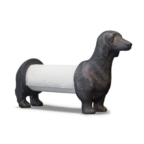 Synovana: soporte de papel con perro salchicha, base estable para cocina.
