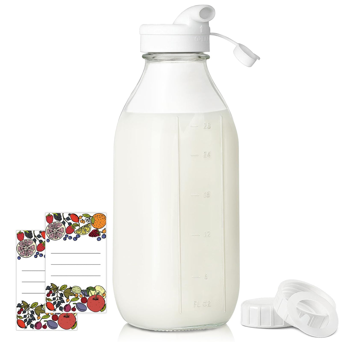 Syntic botellas cristal 1L con tapa hermética para leche fría.