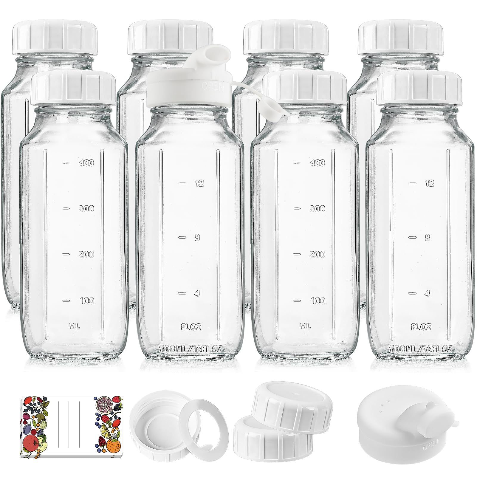 Botellas Syntic de vidrio de 16 oz con tapa hermética para conservar bebidas.