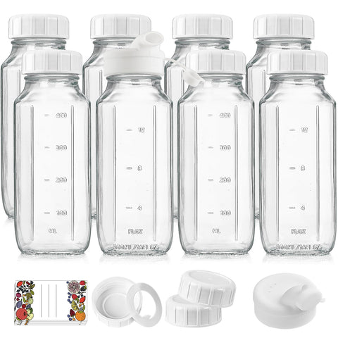 Botellas Syntic de vidrio de 16 oz con tapa hermética para conservar bebidas.