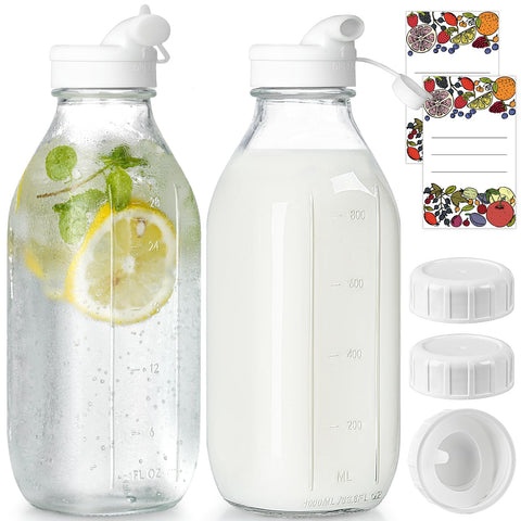 Syntic botellas de leche de vidrio, pack doble, ideal para enfriar y verter.