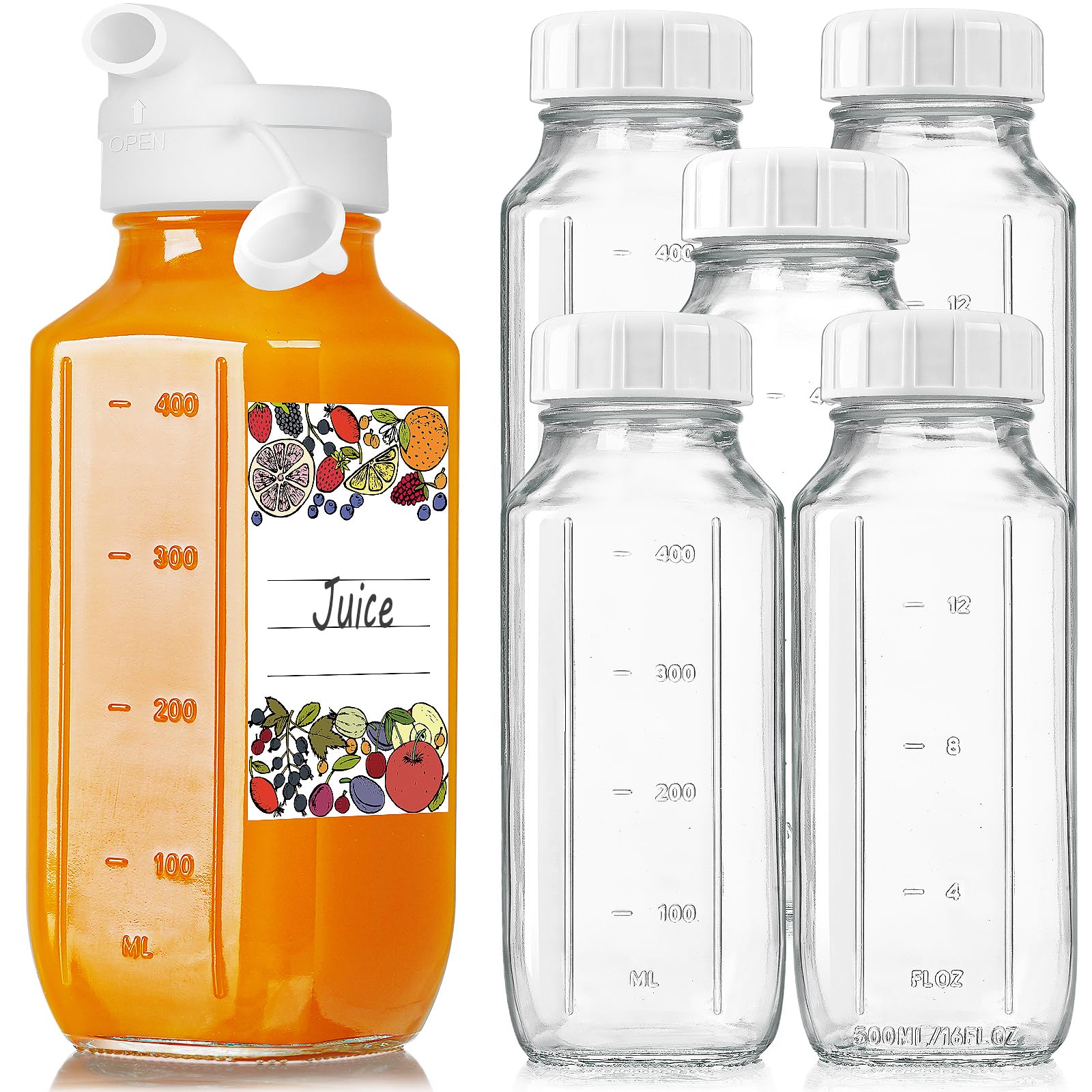 Botellas Syntic de vidrio 16 oz con tapa rosca, ideales para transporte sin fugas