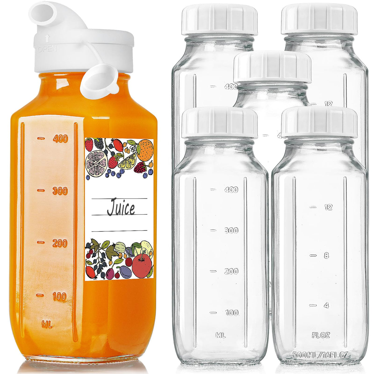 Botellas Syntic de vidrio 16 oz con tapa rosca, ideales para transporte sin fugas