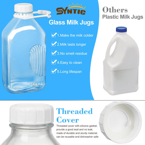 Jarra Syntic con escalas de cuartos y onzas para medir.