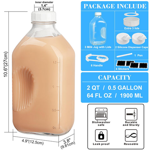 Jarra de vidrio de grado alimentario Syntic con graduación.