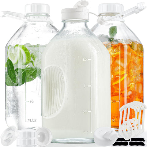 Jarras de vidrio Syntic 2 qt con tapa rosca, hermética para uso diario.